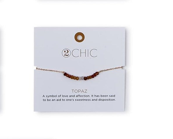 NATURAL STONE BEAD BRACELET ON CHAIN - Kingfisher Road - Online Boutique