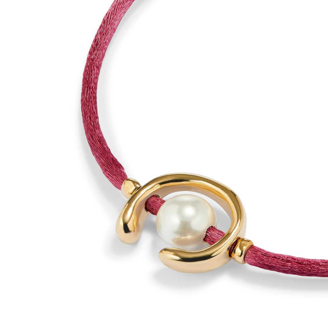 GOLD ADJUSTABLE PEARL MAUVE CORD BRACELET - Kingfisher Road - Online Boutique