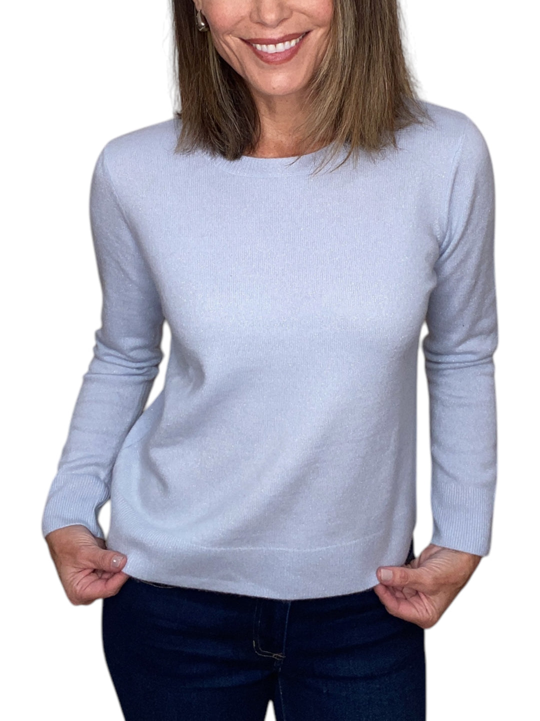 CASHMERE CREW NECK SWEATER-GLACIAL