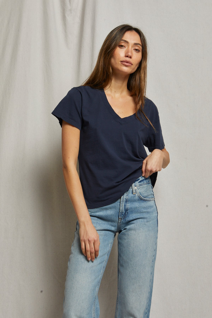 HENDRIX V-NECK TEE-NAVY - Kingfisher Road - Online Boutique