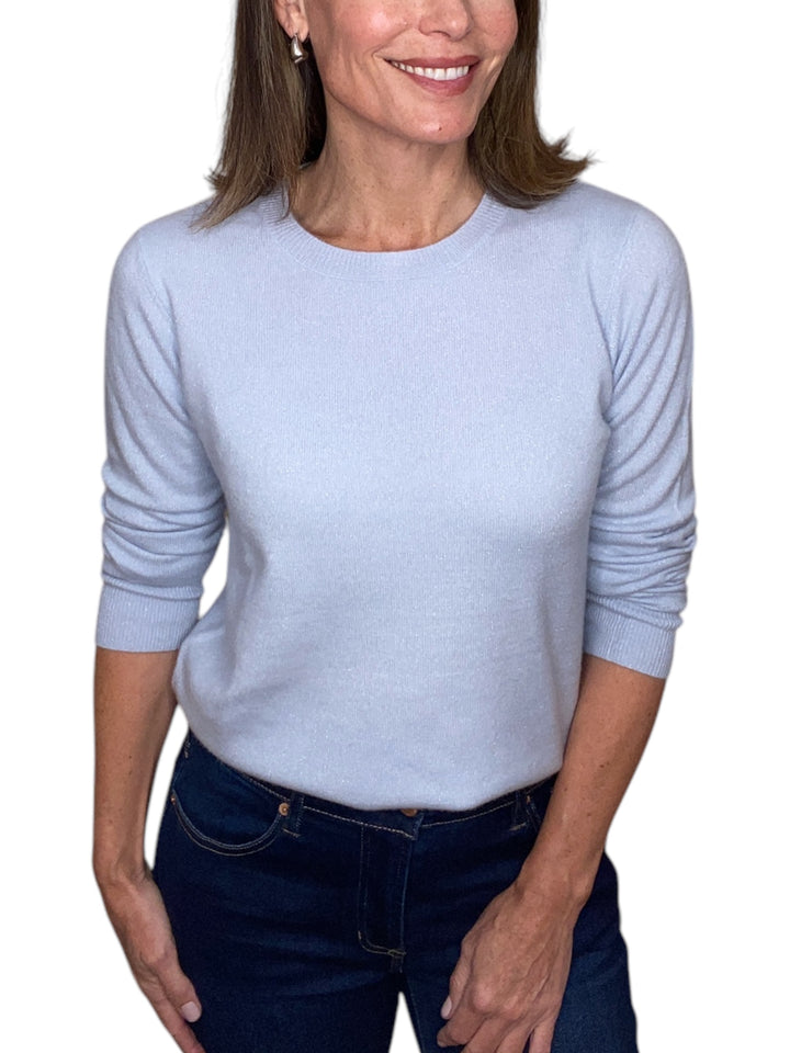 CASHMERE CREW NECK SWEATER-GLACIAL