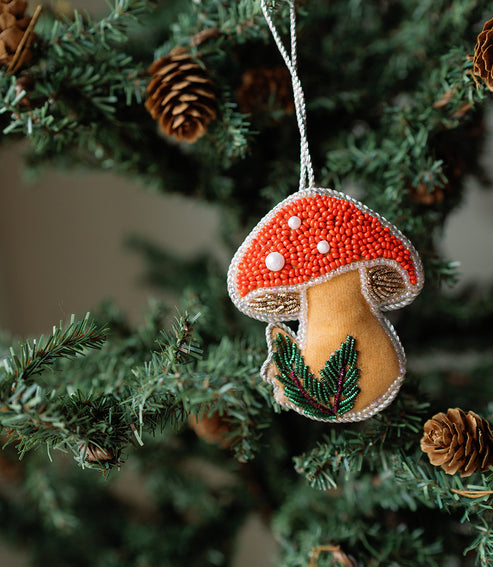 EMBROIDERED MUSHROOM ORNAMENT