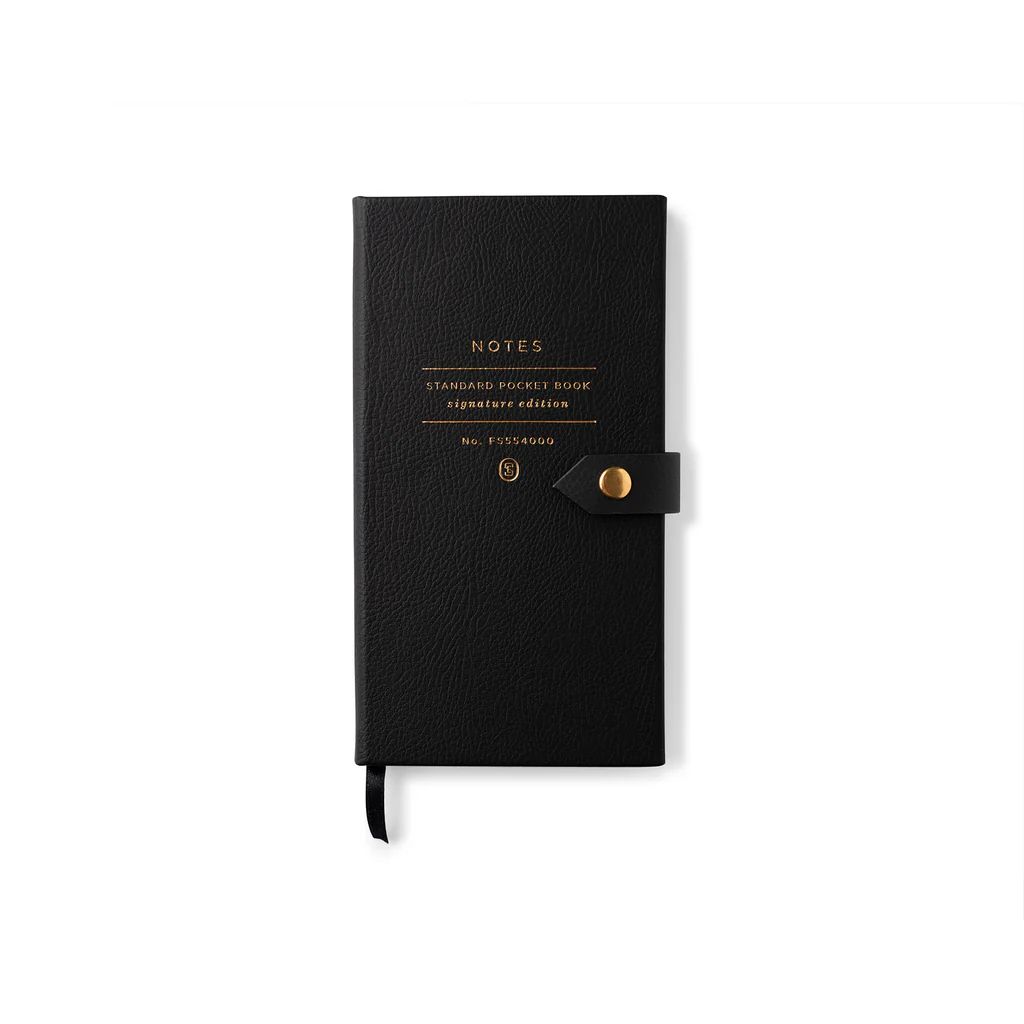 BLACK FAUX LEATHER POCKET NOTEBOOK - Kingfisher Road - Online Boutique