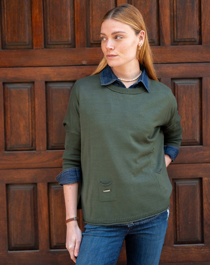 CATALINA CREWNECK SWEATER-DEEP EMERALD - Kingfisher Road - Online Boutique