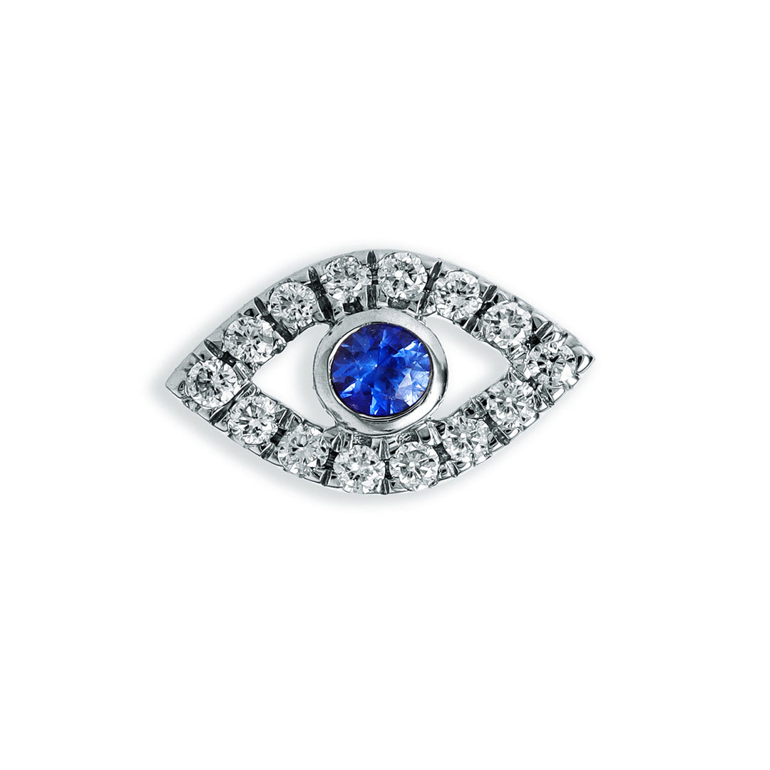 .04ct DIA EVIL EYE STUD-14k WG SAPPHIRE - Kingfisher Road - Online Boutique