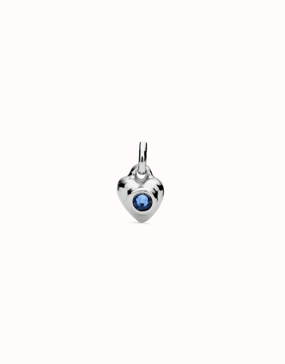 PUFFY HEART CHARM WITH BLUE STONE-SILVER - Kingfisher Road - Online Boutique