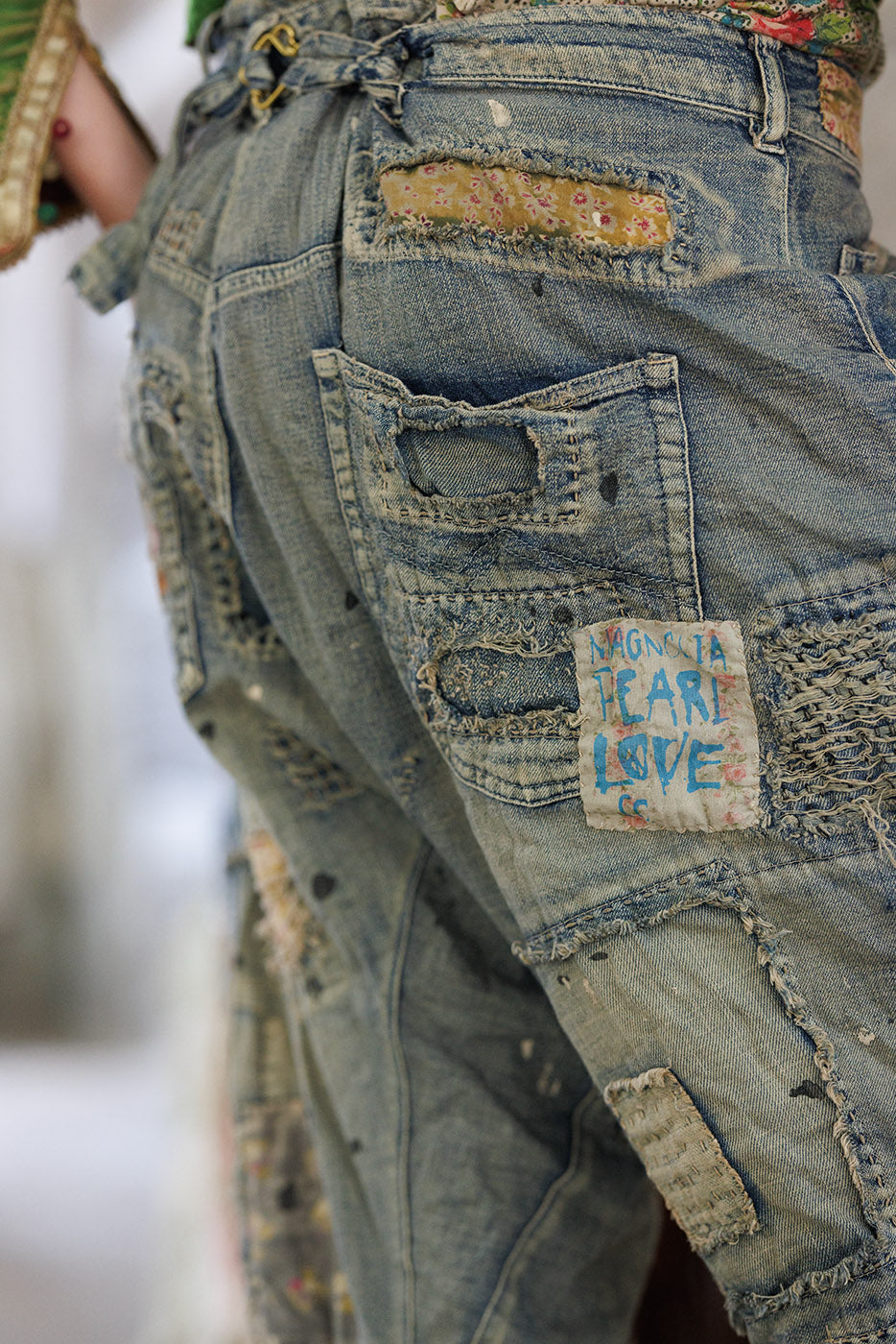 DRAGON EMBROIDERED PROVISION DENIMS-WASHED INDIGO - Kingfisher Road - Online Boutique