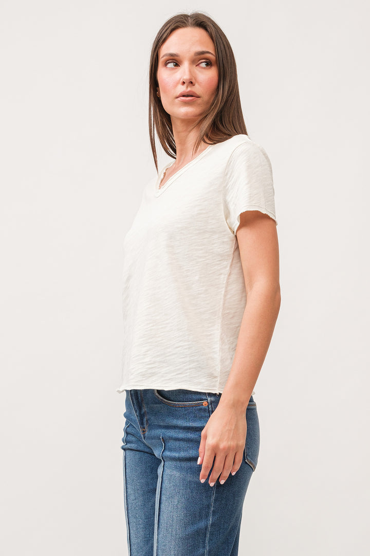 VANYA VNECK SHORT SLEEVE-ANTIQUE WHITE