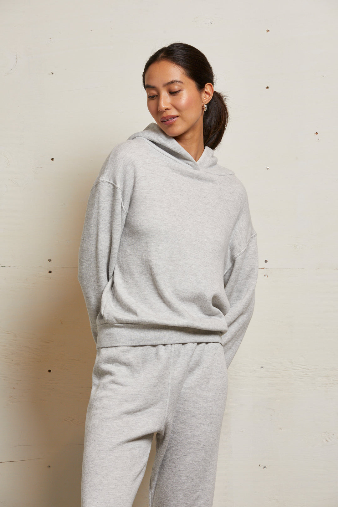 HEART FLEECE PULLOVER HOODIE-ASH - Kingfisher Road - Online Boutique