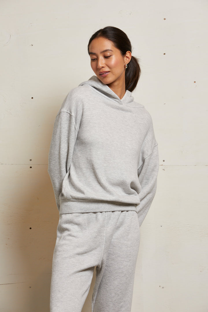 HEART FLEECE PULLOVER HOODIE-ASH - Kingfisher Road - Online Boutique