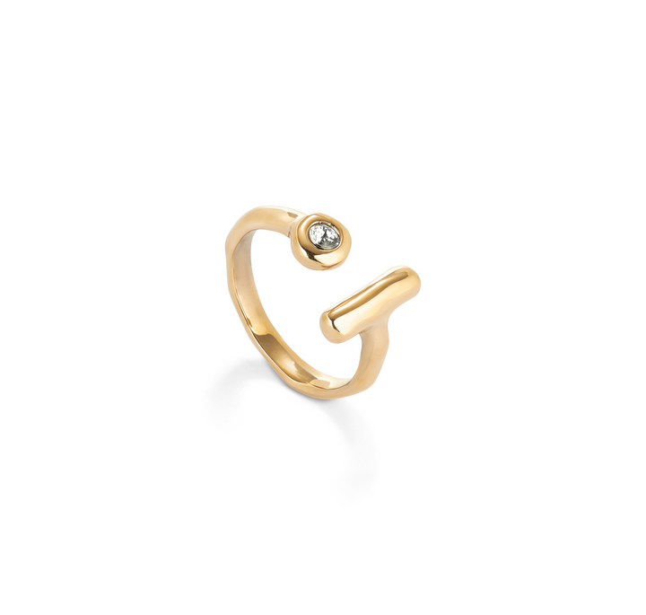 OPEN RING WITH STONE AND BAR-GOLD - Kingfisher Road - Online Boutique