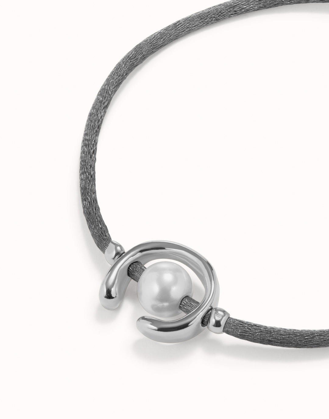 SILVER ADJUSTABLE PEARL GREY CORD BRACELET - Kingfisher Road - Online Boutique