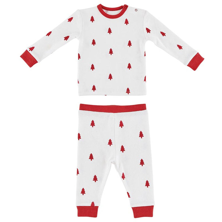 WAFFLE KNIT PJ SET-TREES 6-12 MONTHS