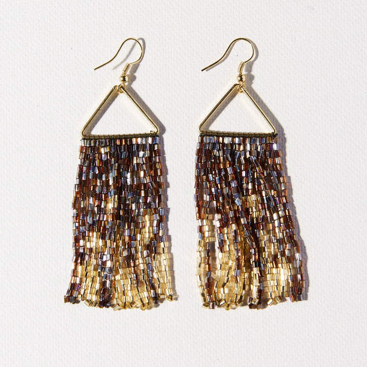 TRIANGLE HANGING IRIDESCENT FRINGE EARRINGS - Kingfisher Road - Online Boutique