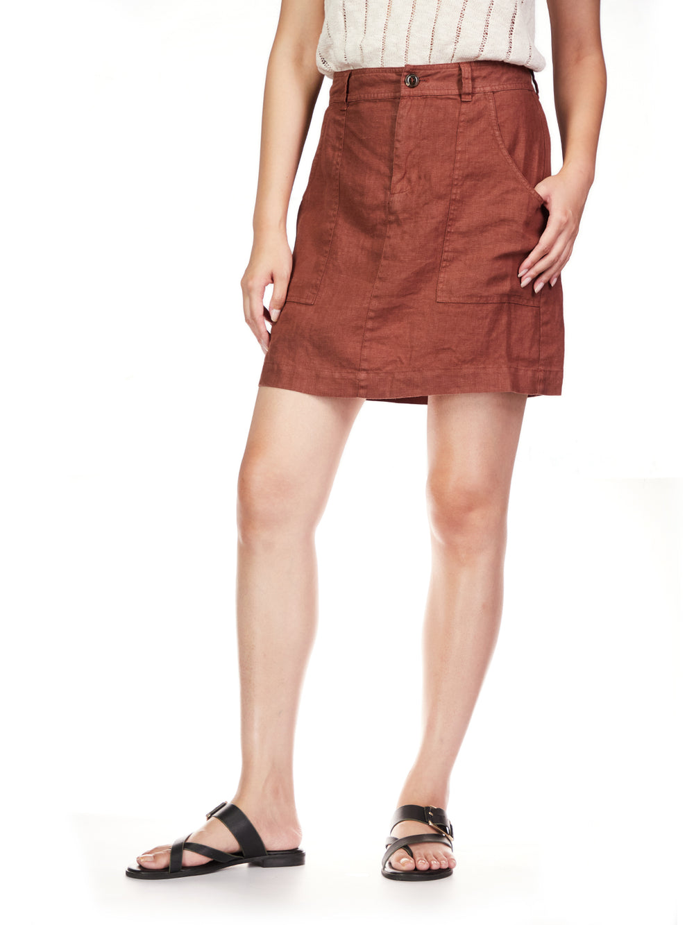 SURPLUS LINEN SKIRT-RICH CLAY - Kingfisher Road - Online Boutique