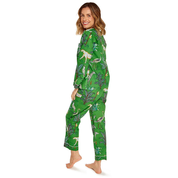 COTTON PRINTED PAJAMAS-KELLY GREEN