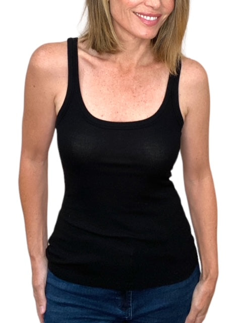 SCOOP NECK TANK-BLACK - Kingfisher Road - Online Boutique