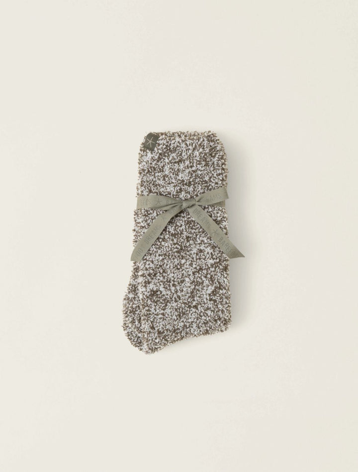 COZYCHIC HEATHERED SOCKS-OLIVE BRANCH WHITE