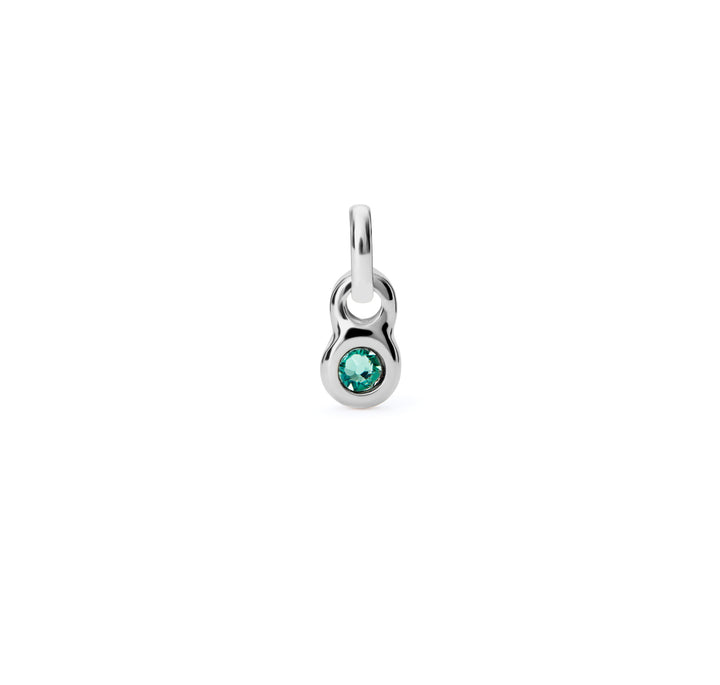 DROPLET CHARM WITH GREEN STONE-SILVER - Kingfisher Road - Online Boutique