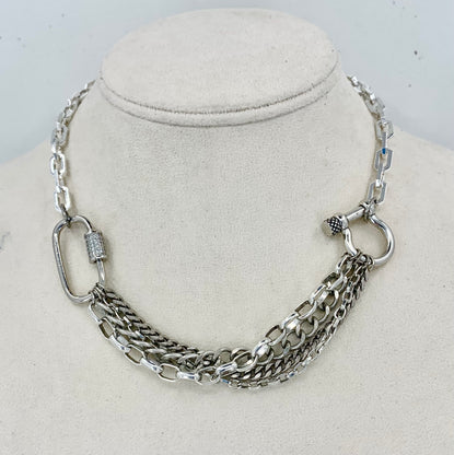 STELLA DOUBLE CARABINER NECKLACE-SILVER - Kingfisher Road - Online Boutique