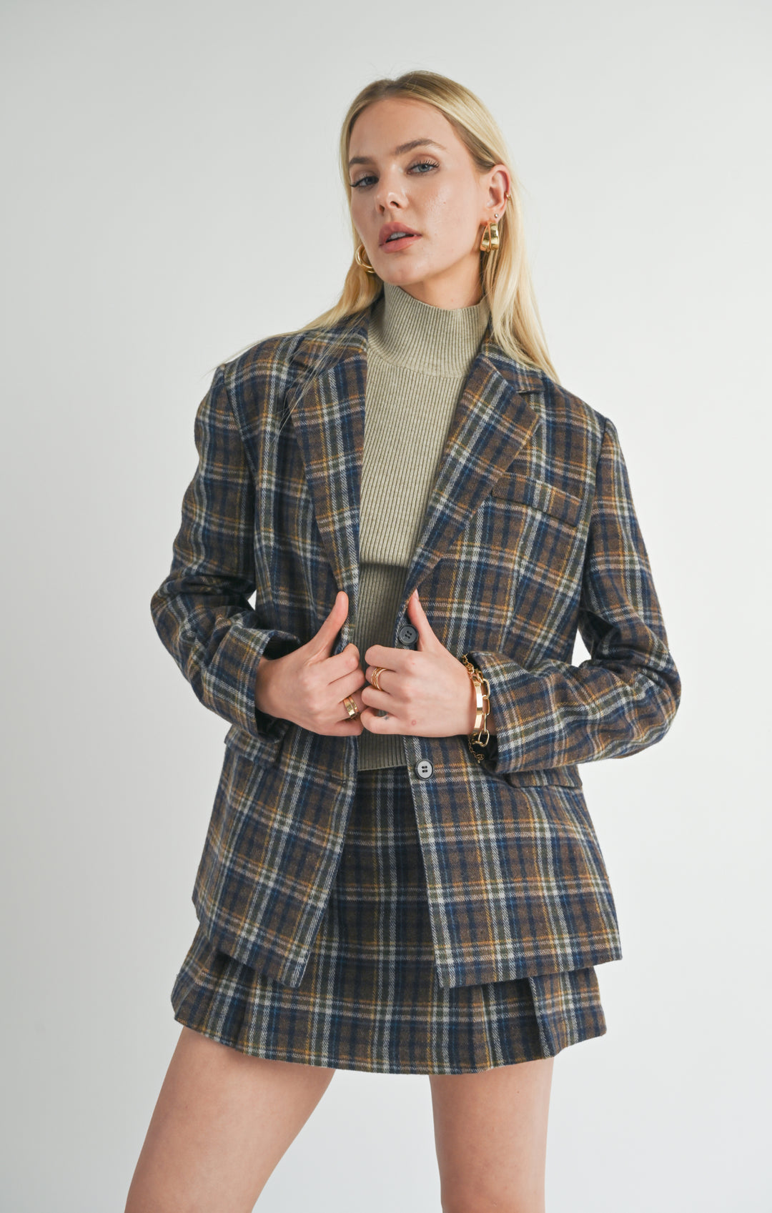 OLD MONEY OVERSIZED BLAZER-NAVY BROWN