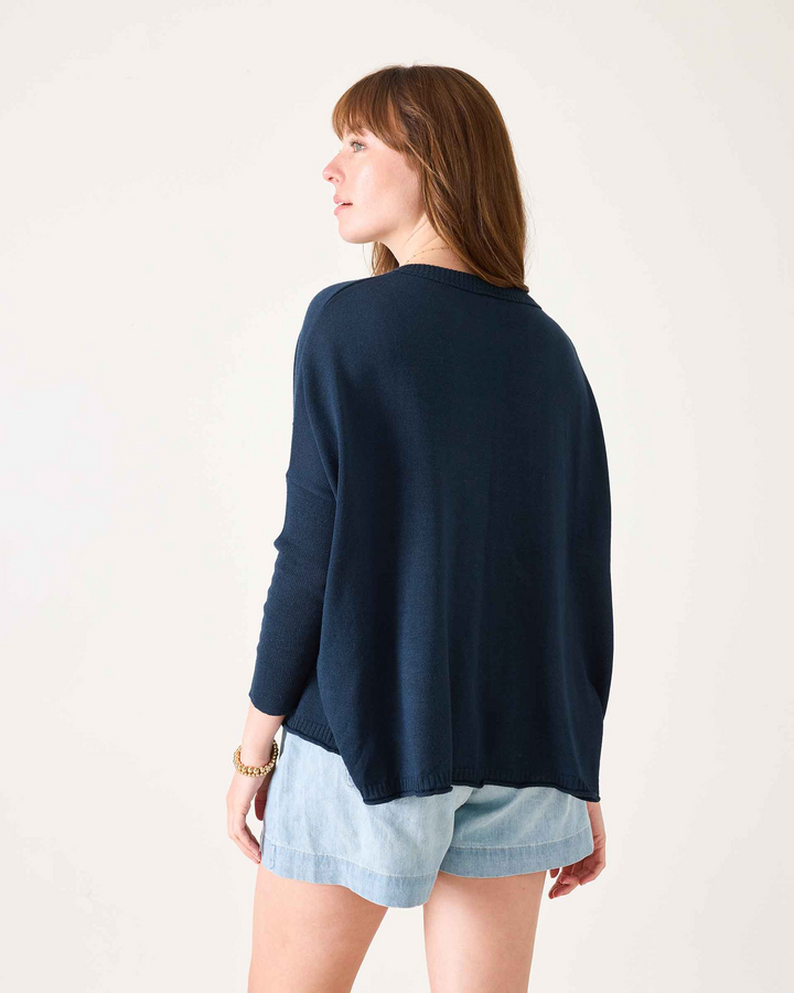 CATALINA COTTON CREWNECK SWEATER-NAVY - Kingfisher Road - Online Boutique