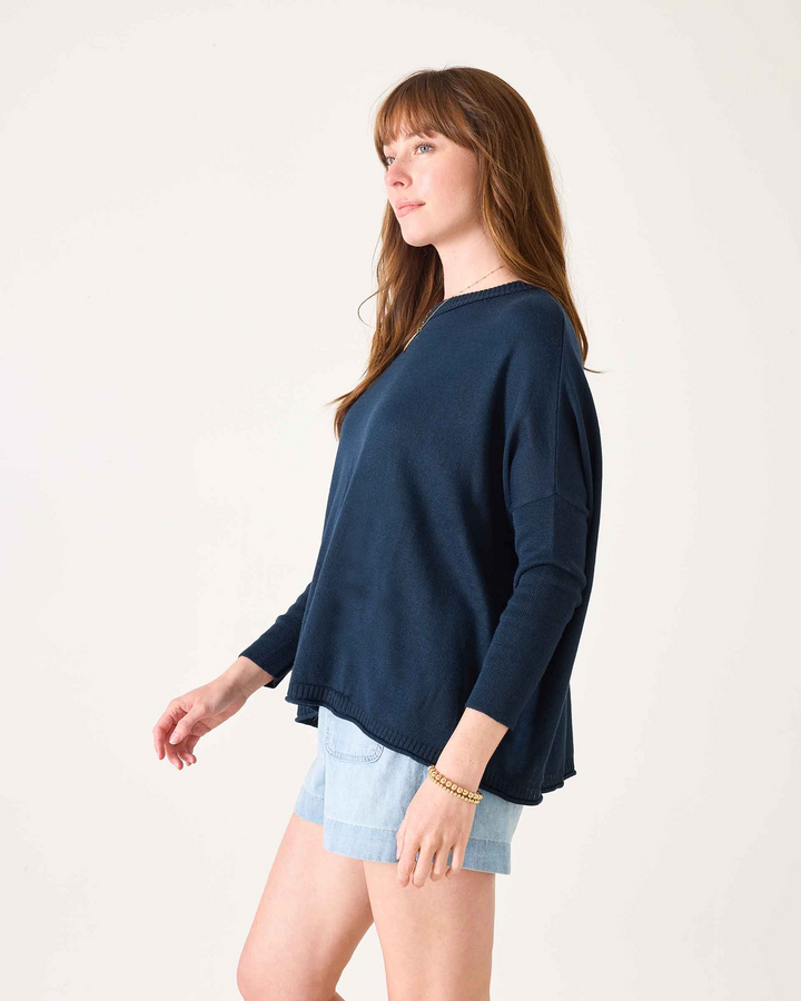 CATALINA COTTON CREWNECK SWEATER-NAVY - Kingfisher Road - Online Boutique