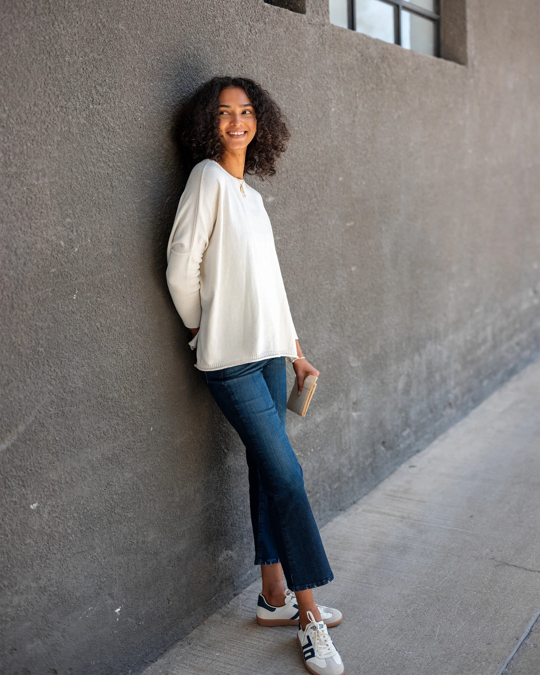 CATALINA COTTON CREWNECK SWEATER-WARM WHITE - Kingfisher Road - Online Boutique