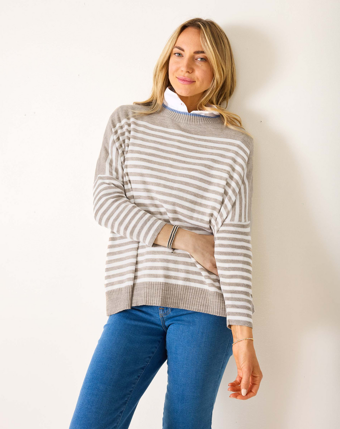 CATALINA MODERN CREW SWEATER-DRIFTWOOD/NATURAL - Kingfisher Road - Online Boutique
