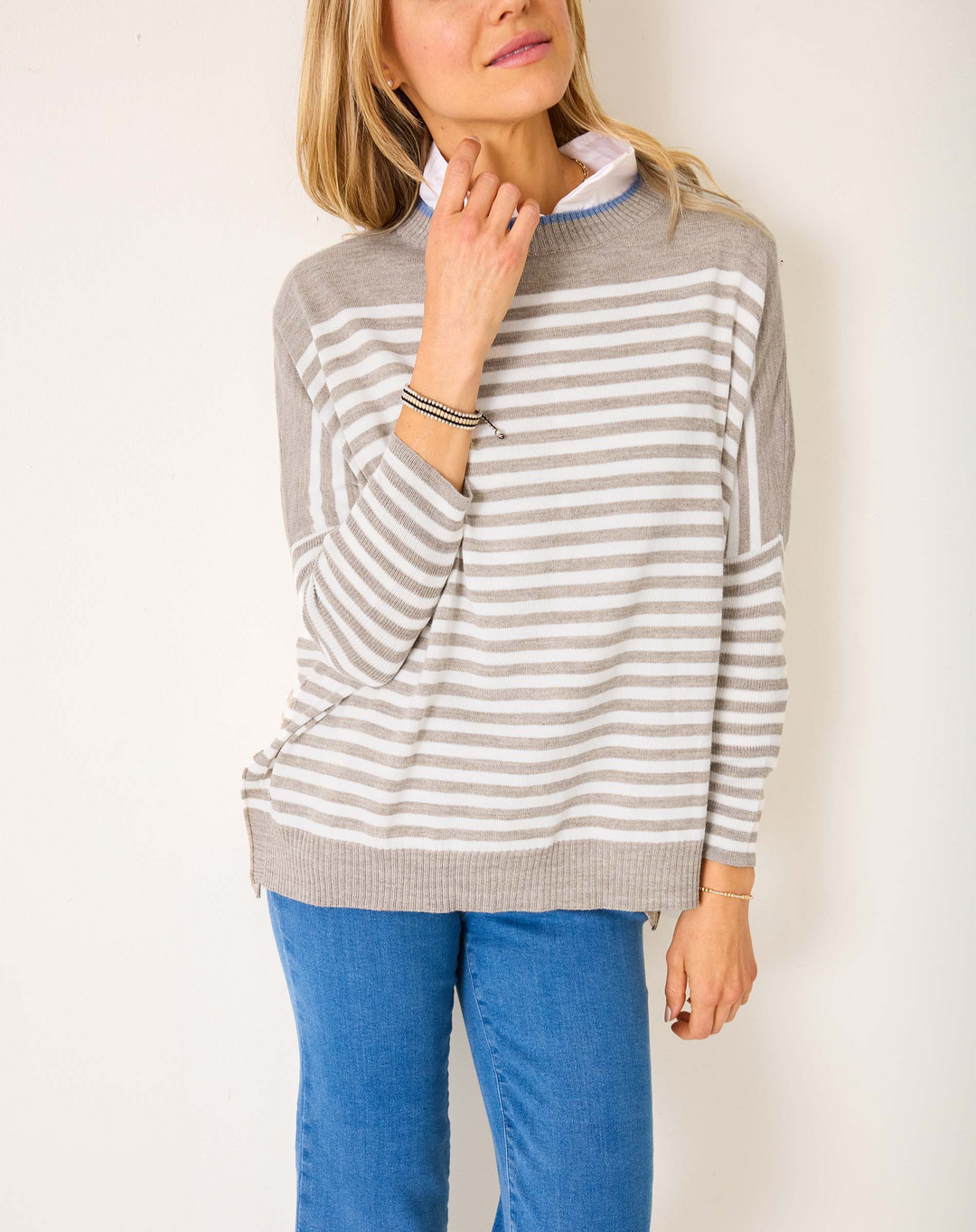 CATALINA MODERN CREW SWEATER-DRIFTWOOD/NATURAL - Kingfisher Road - Online Boutique