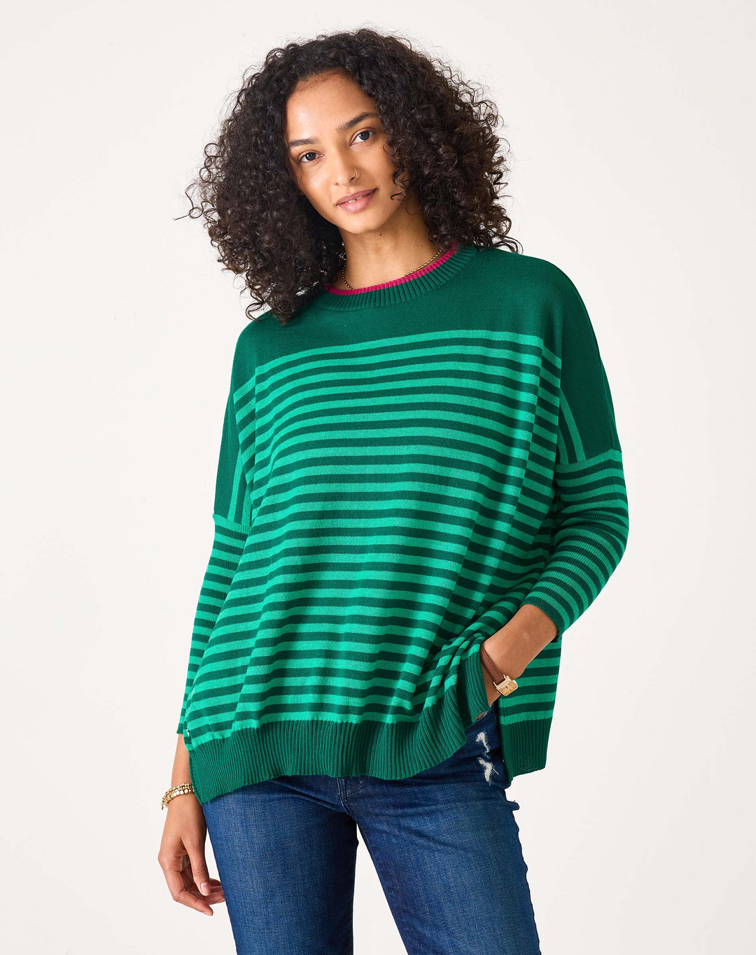 CATALINA MODERN CREW SWEATER-SPRUCE/EMERALD - Kingfisher Road - Online Boutique