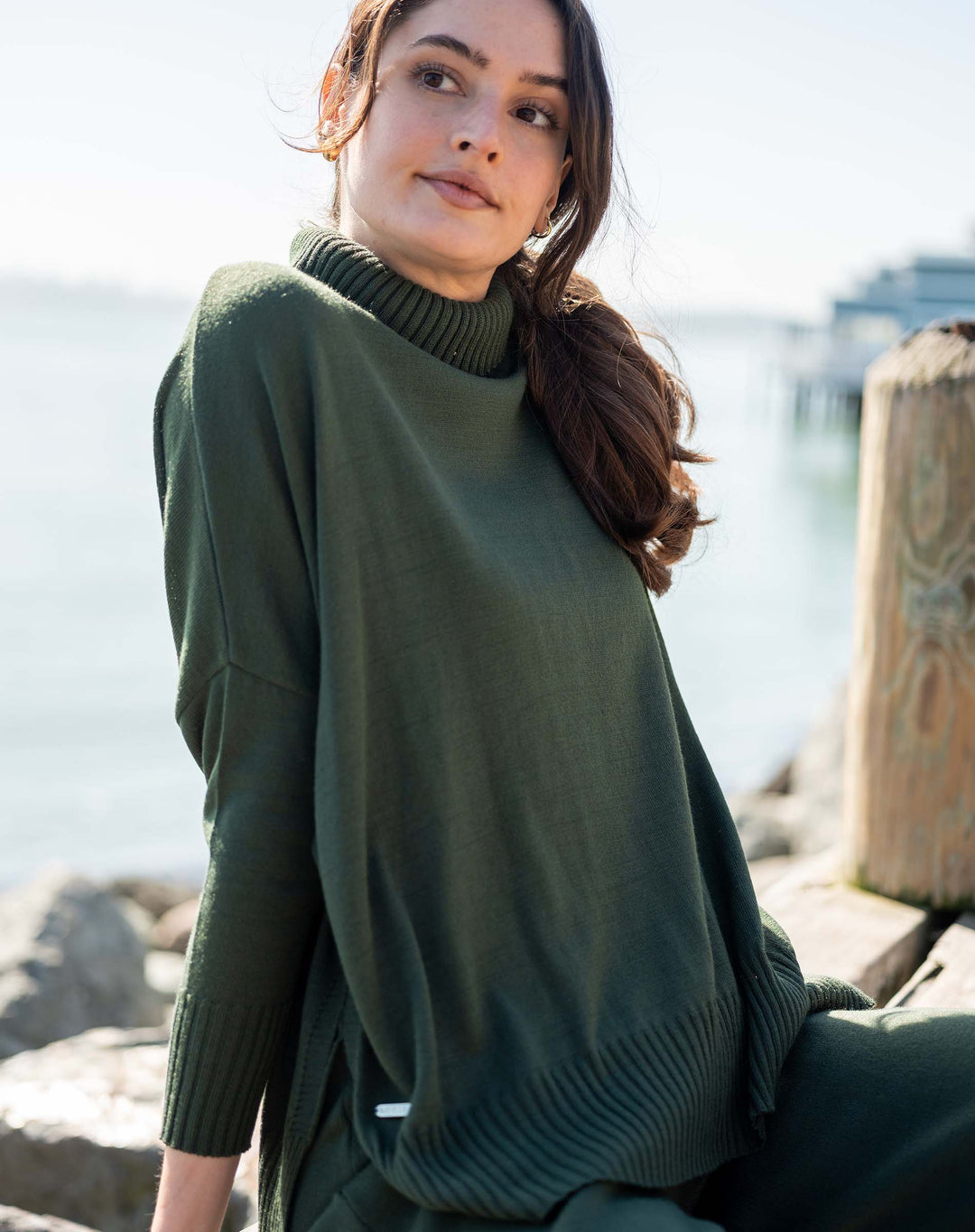 CATALINA TURTLENECK SWEATER-DEEP EMERALD - Kingfisher Road - Online Boutique