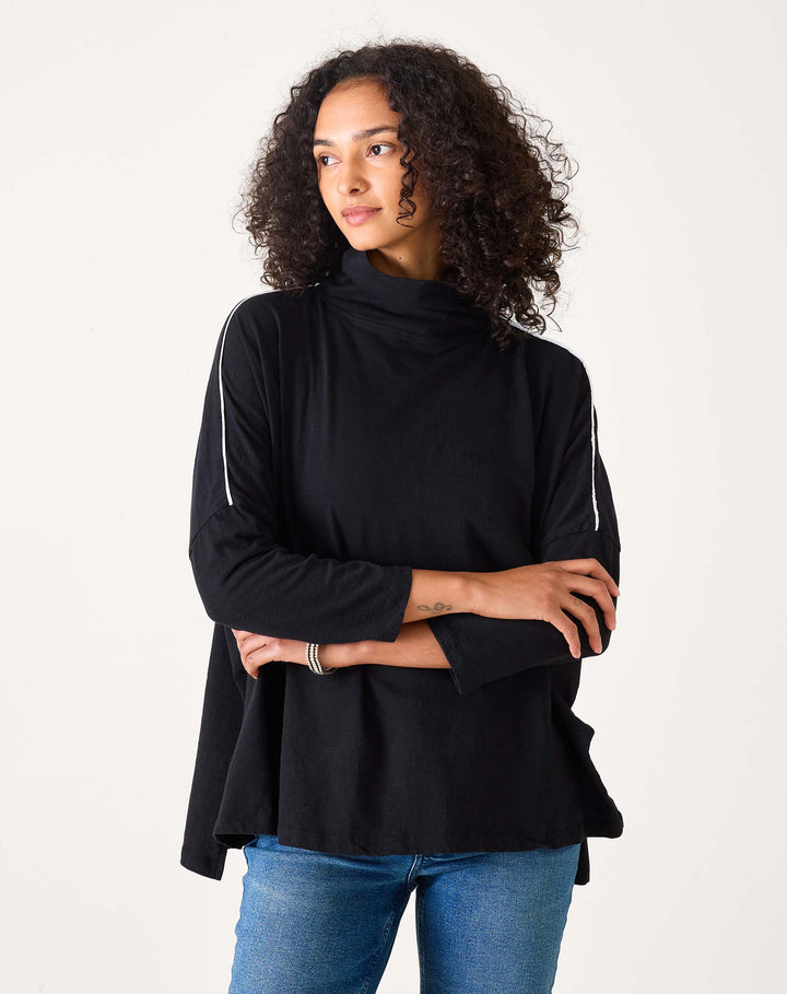 CATALINA TURTLENECK TEE-BLACK - Kingfisher Road - Online Boutique