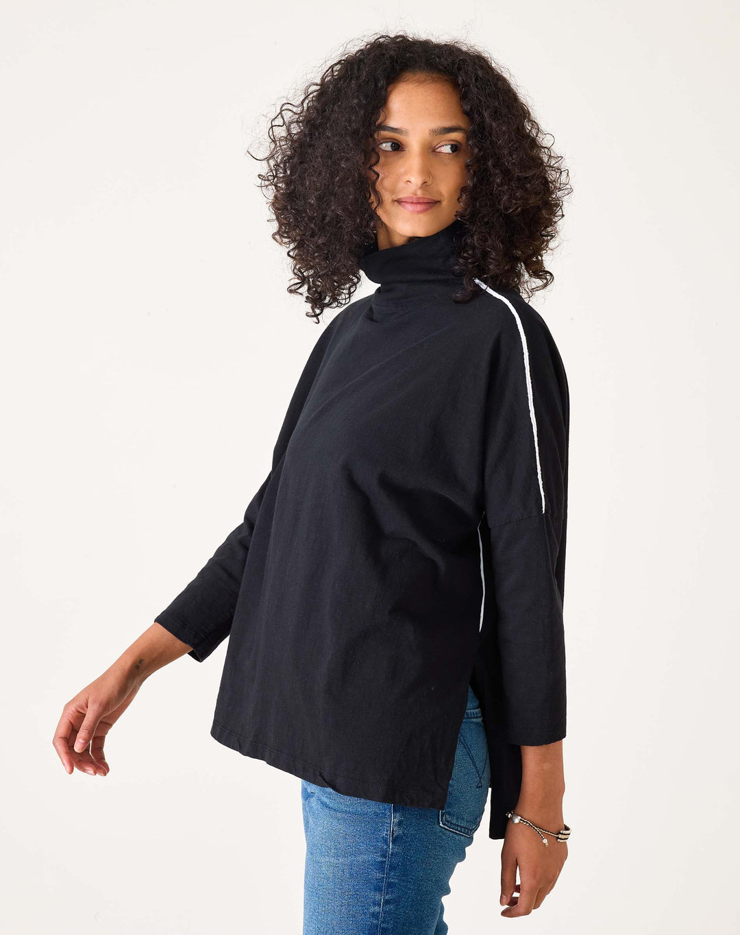 CATALINA TURTLENECK TEE-BLACK - Kingfisher Road - Online Boutique