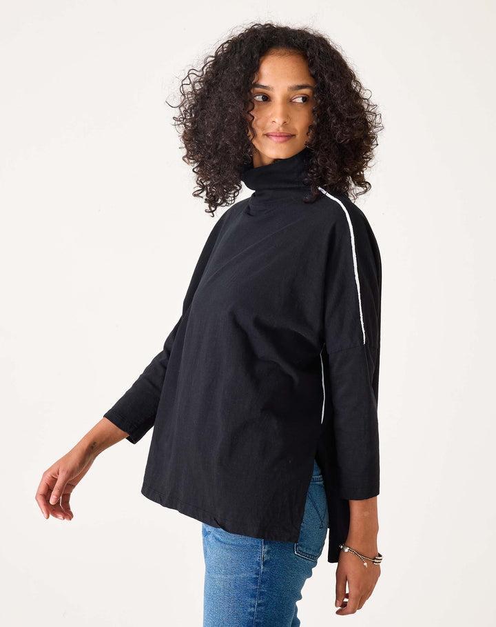 CATALINA TURTLENECK TEE-BLACK - Kingfisher Road - Online Boutique