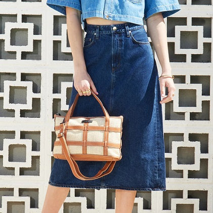 ADDIE MEDIUM - SADDLE RAFFIA/ BRONZE - Kingfisher Road - Online Boutique