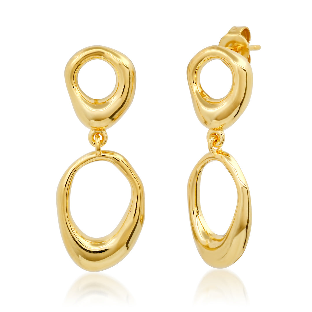 ORGANIC SHAPED GOLD DANGLE EARRING-GOLD - Kingfisher Road - Online Boutique