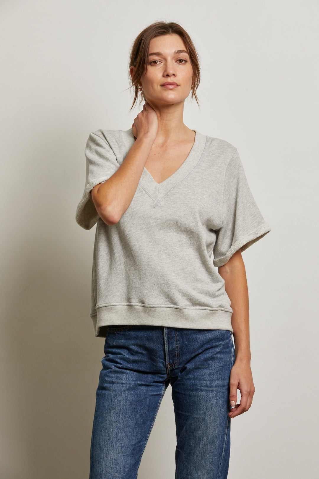 BRIGGS SHORT SLEEVE SWEATSHIRT-HEATHER GREY - Kingfisher Road - Online Boutique