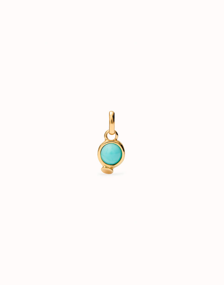 CIRCULAR TURQUOISE CABACHON CHARM-GOLD - Kingfisher Road - Online Boutique