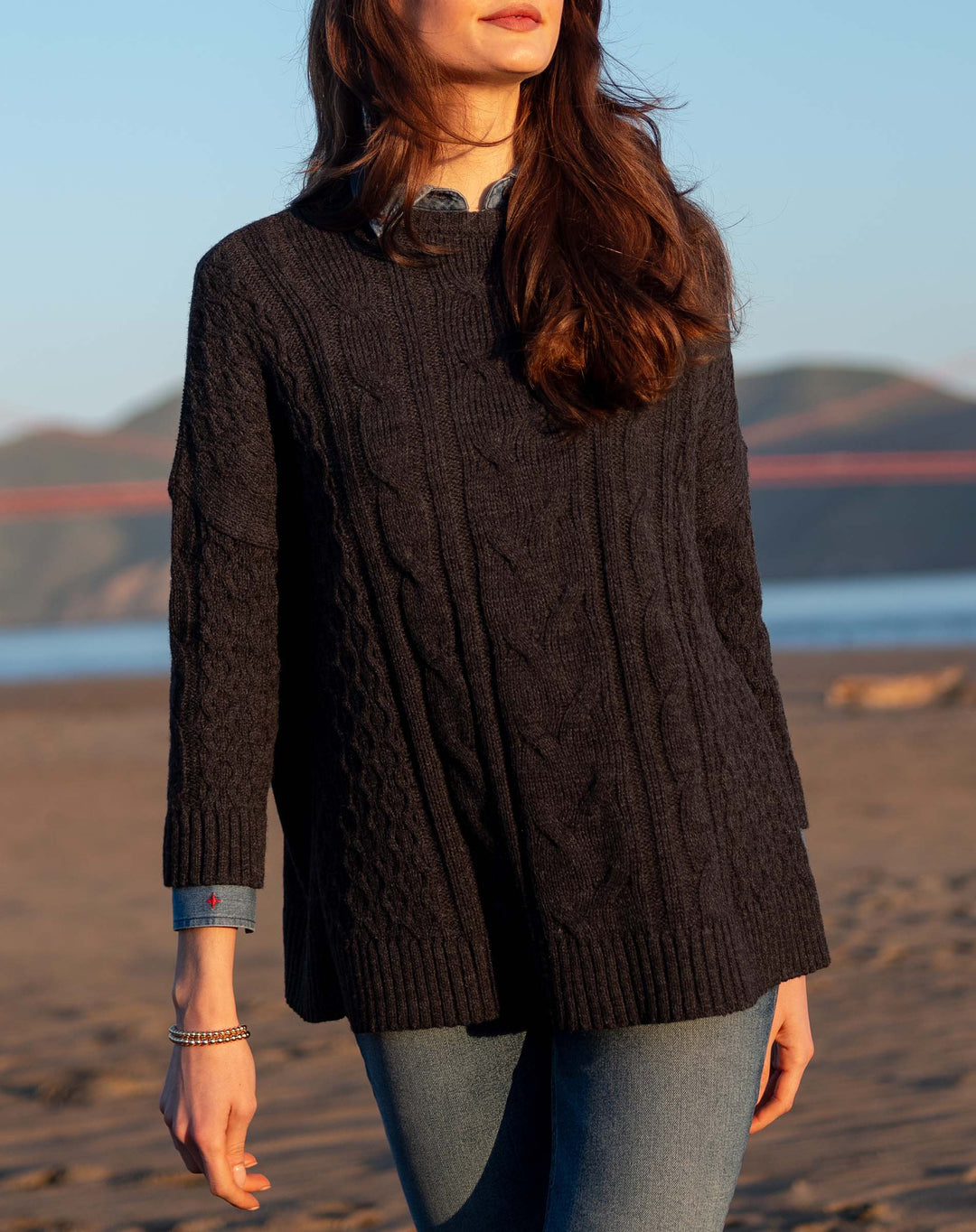 COTSWOLD CABLEKNIT SWEATER-CHARCOAL - Kingfisher Road - Online Boutique