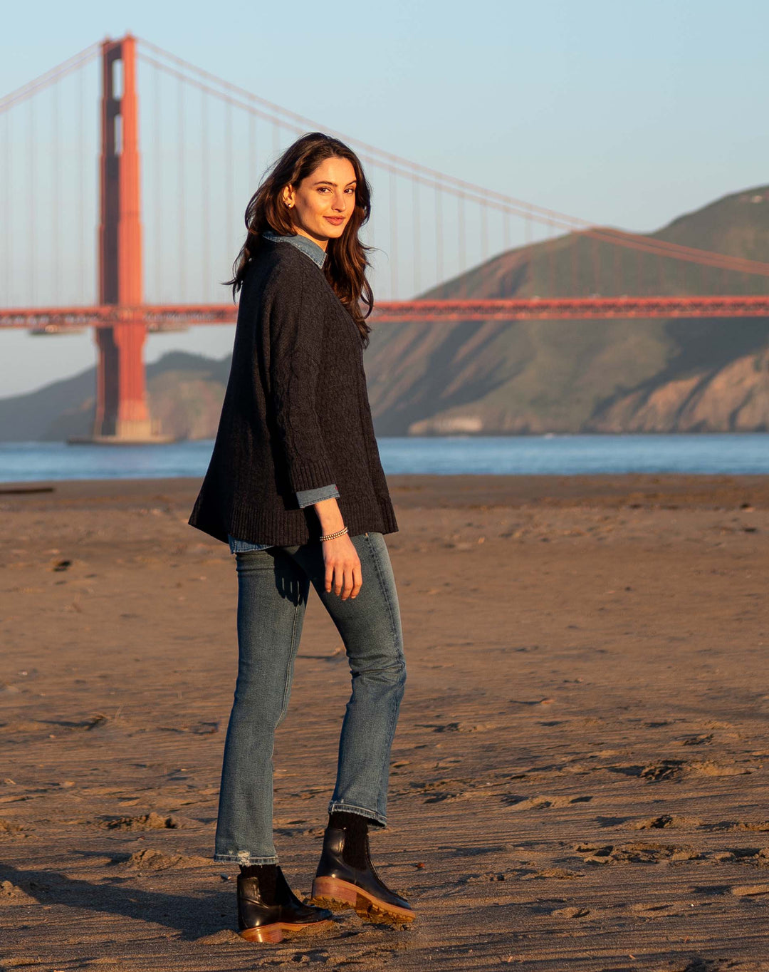 COTSWOLD CABLEKNIT SWEATER-CHARCOAL - Kingfisher Road - Online Boutique