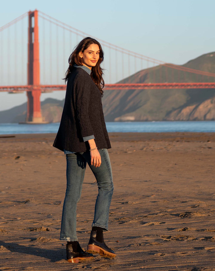 COTSWOLD CABLEKNIT SWEATER-CHARCOAL - Kingfisher Road - Online Boutique