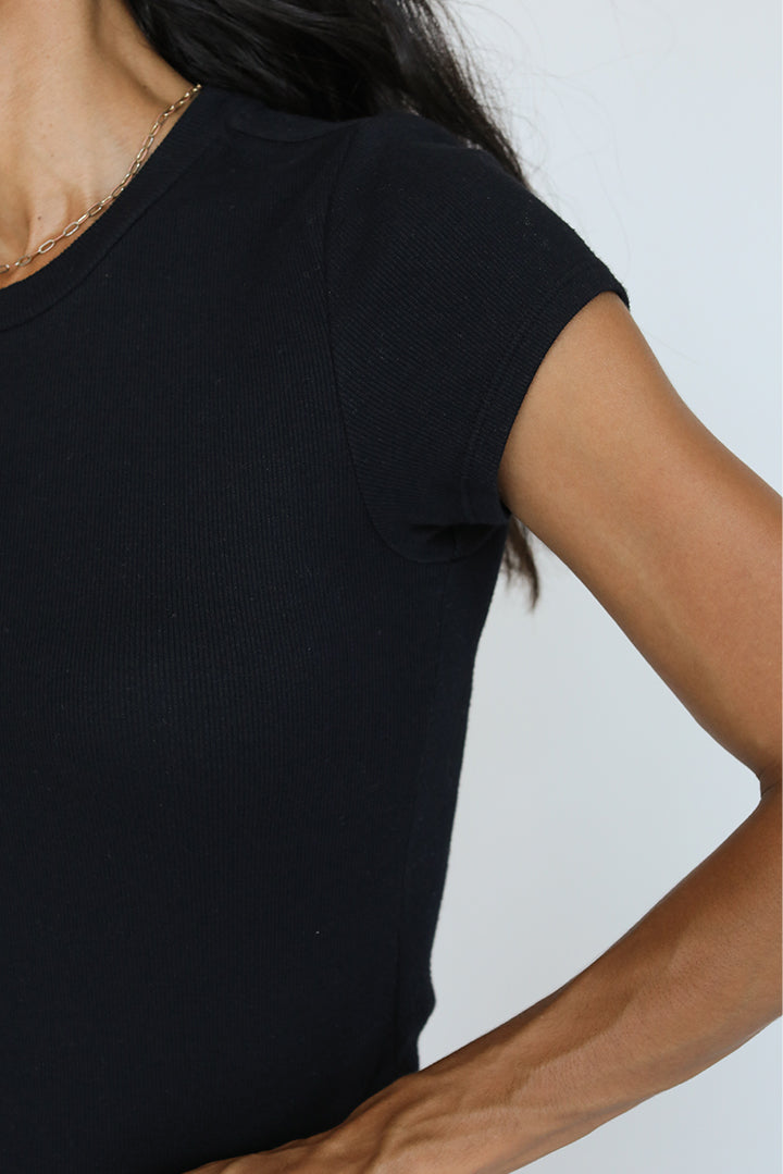 JUDE RIBBED BABY TEE-TRUE BLACK - Kingfisher Road - Online Boutique