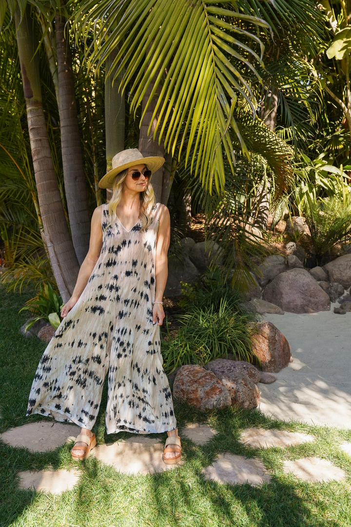 SANTORINI JUMPSUIT-TAN/BLACK - Kingfisher Road - Online Boutique