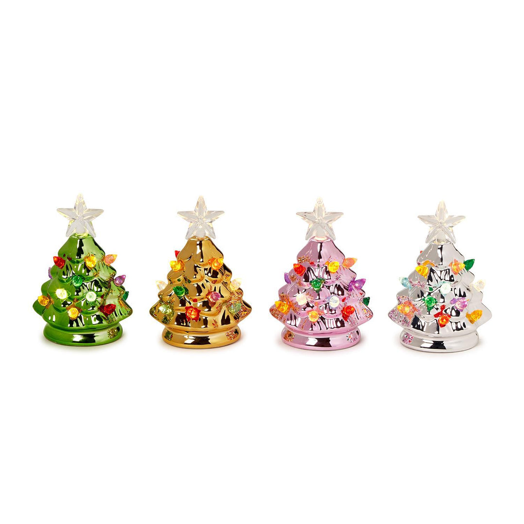 METALLIC MINI TREES WITH LED LIGHTS