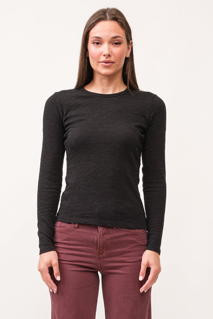 NINA CREW NECK LONG SLEEVE-BLACK - Kingfisher Road - Online Boutique