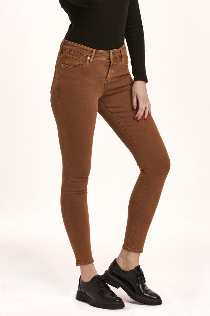 GISELE SKINNY HI-RISE PANT-BURNT SIENNA