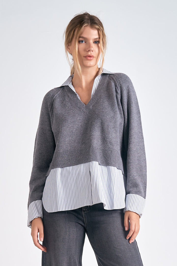 SORAYA SWEATER TOP-GREY/BLACK