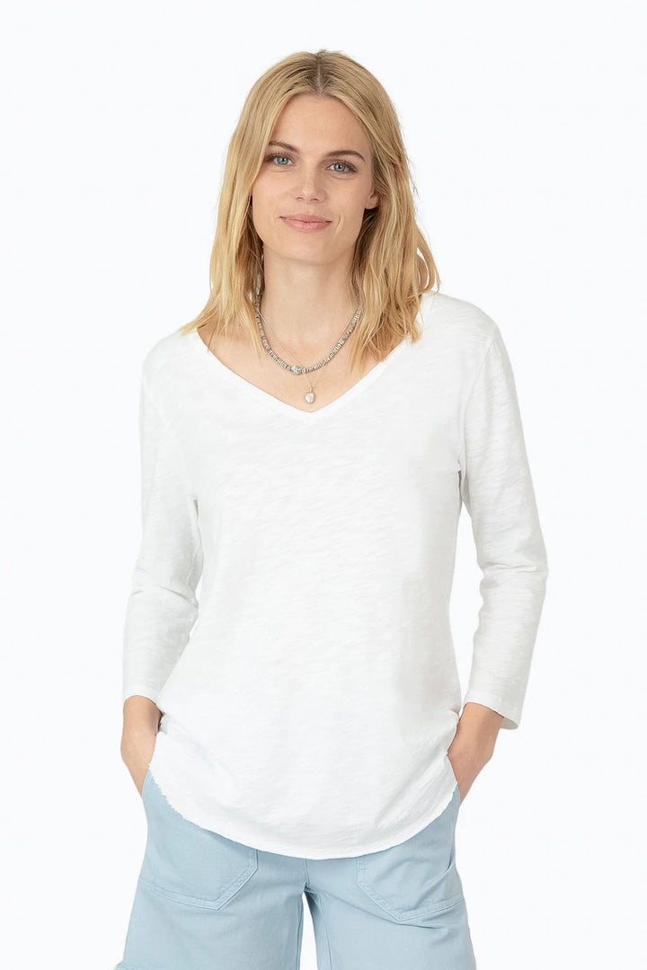 3/4 SLEEVE DEEP-V TOP - Kingfisher Road - Online Boutique