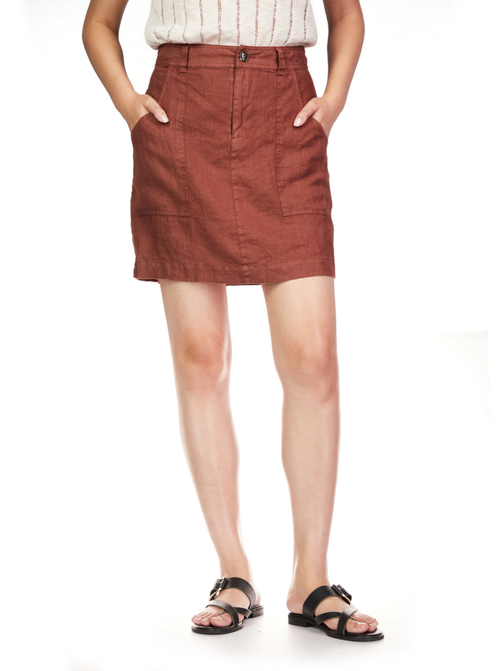 SURPLUS LINEN SKIRT-RICH CLAY - Kingfisher Road - Online Boutique